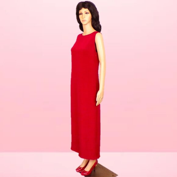 SILK! TALBOTS size 6 red sleeveless full-length sheath dress 100% silk DC only - Picture 8 of 10